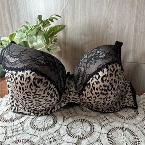 Dorian Leopard Print and Lace Bra
